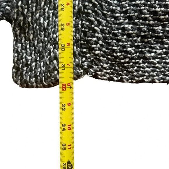 Zara Knit Chunky Black White Grey Open Front Cardigan Sweater M - Picture 8 of 11